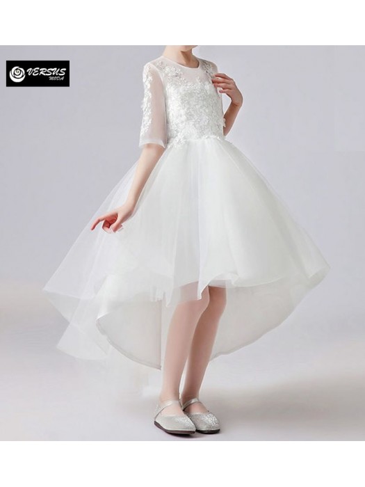 Vestito Cerimonia Damigella Comunione Asimmetrico Bambina Party Dress COM052B